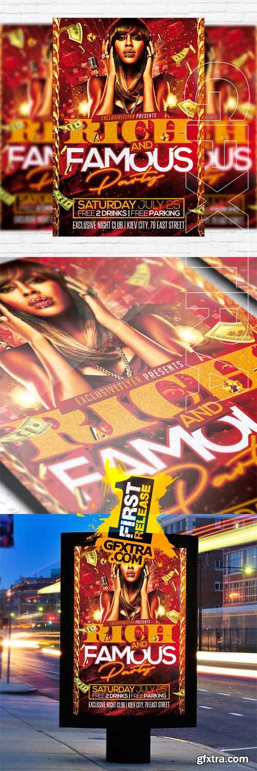 Rich and Famous Party - Flyer Template + Facebook Cover