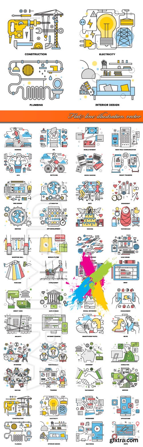 Flat line illustration vector