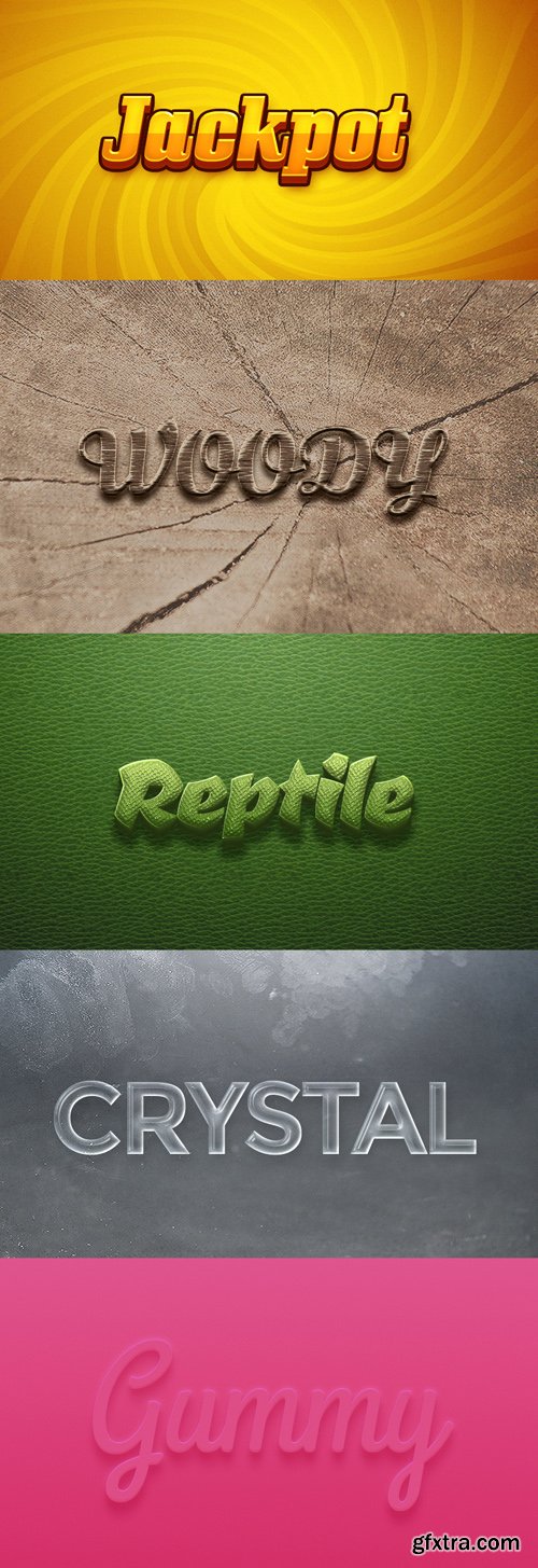 Photoshop Styles - Jackpot, Woody, Reptile, Crystal, Gummy