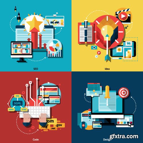 Templates flat design concept vector 60