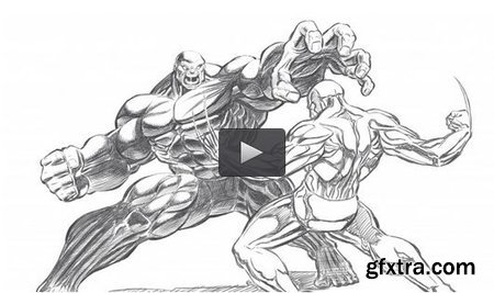 Drawing a Superhero fight scene from start to finish