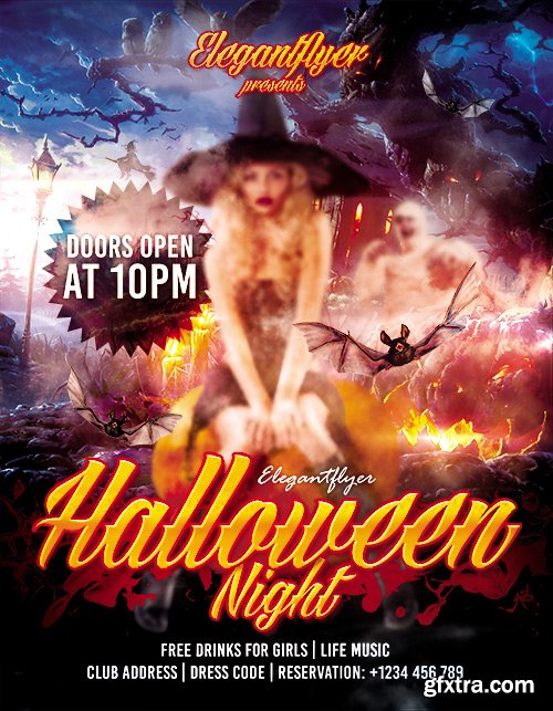 Halloween Night Flyer PSD Template + Facebook Cover