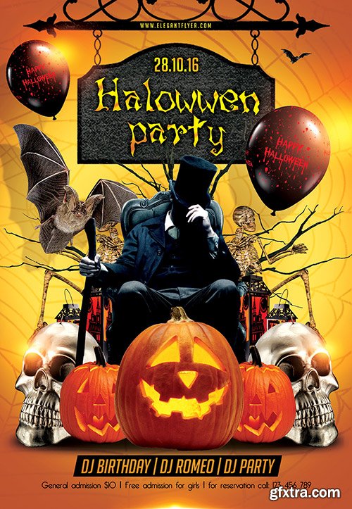 Halloween party 2 Flyer PSD Template + Facebook Cover