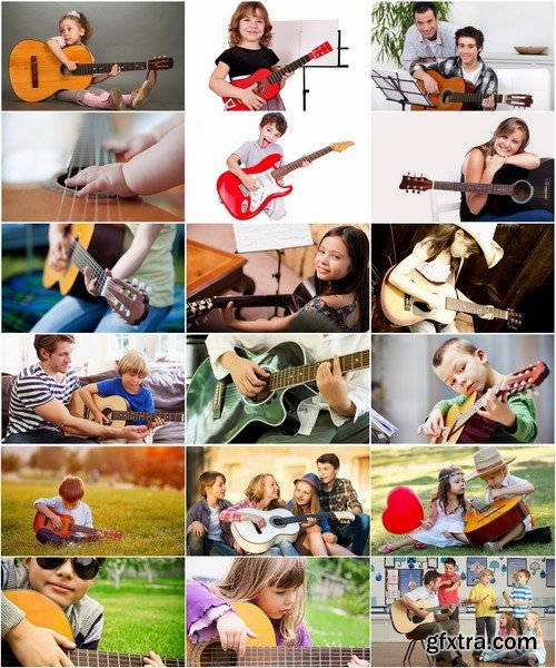 Collection of children with child guitar musical instrument 25 HQ Jpeg