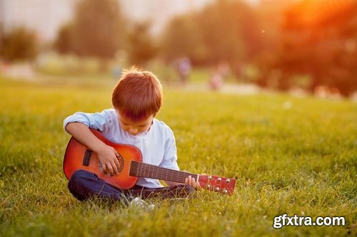 Collection of children with child guitar musical instrument 25 HQ Jpeg