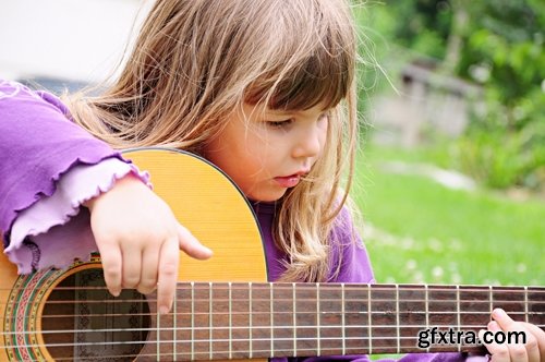 Collection of children with child guitar musical instrument 25 HQ Jpeg