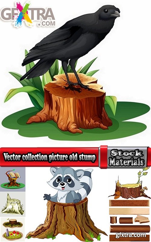 Vector collection picture old stump truncated tree 23 Eps