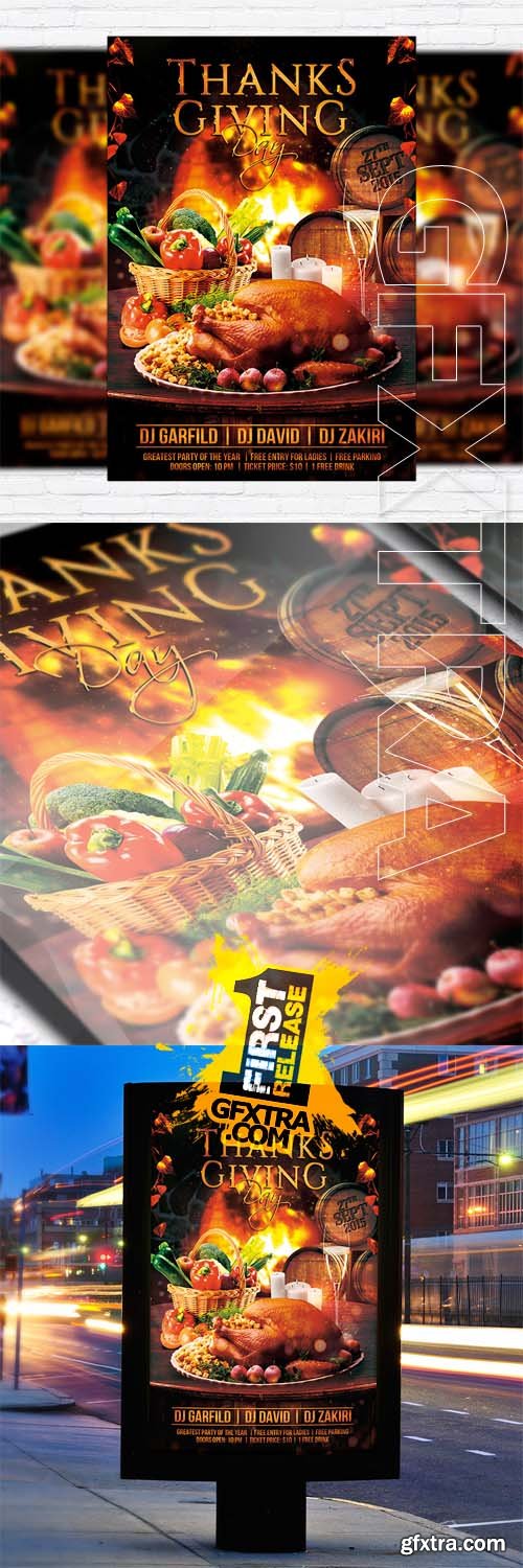 Thanks Giving Day - Flyer Template + Facebook Cover