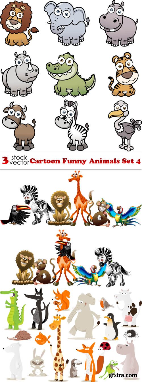 Vectors - Cartoon Funny Animals Set 4