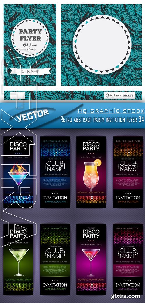 Stock Vector - Retro abstract party invitation flyer 34