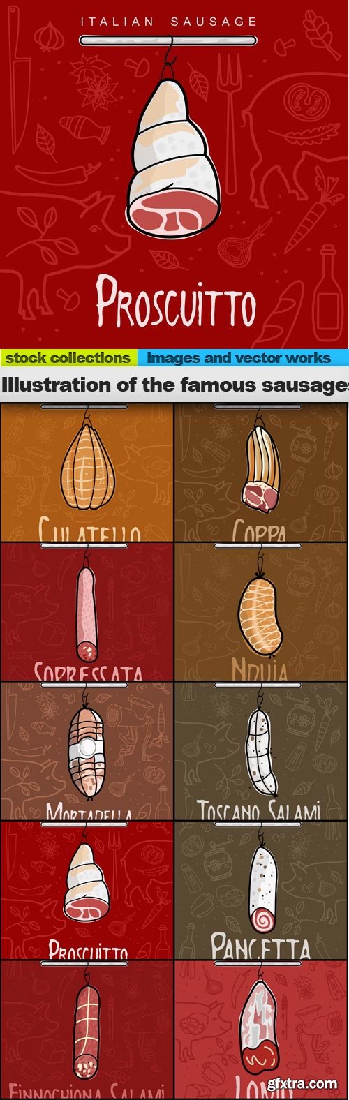 Illustration of the famous sausages, 10 x UHQ JPEG