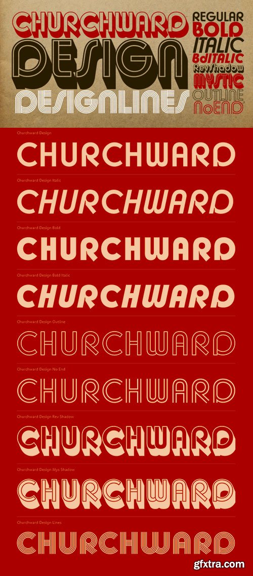 Churchward Design - 9 Fonts Family $190