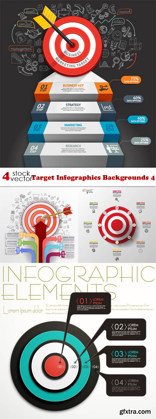 Vectors - Target Infographics Backgrounds 4