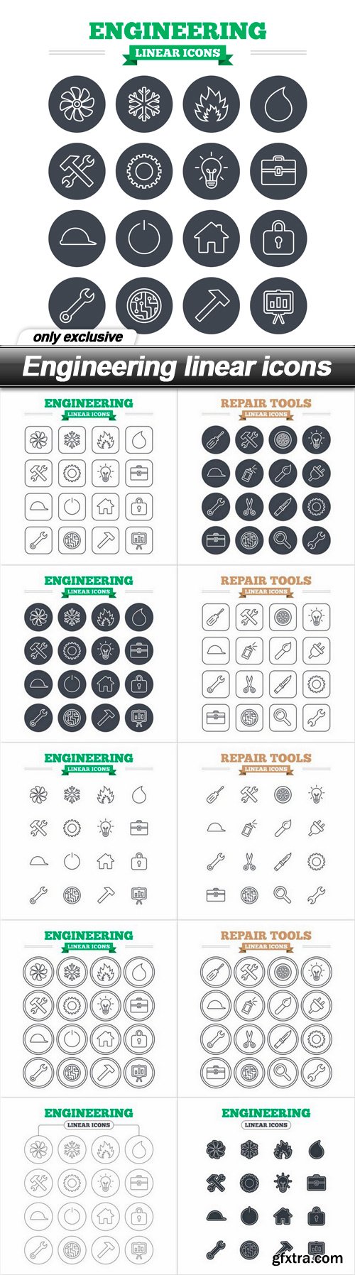 Engineering linear icons - 10 EPS