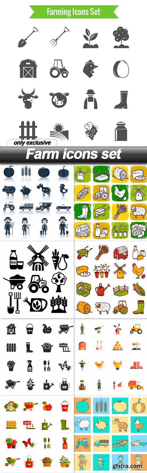 Farm icons set - 9 EPS