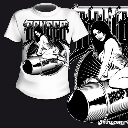 T-Shirt Prints With Tatoo Girl - 10xEPS