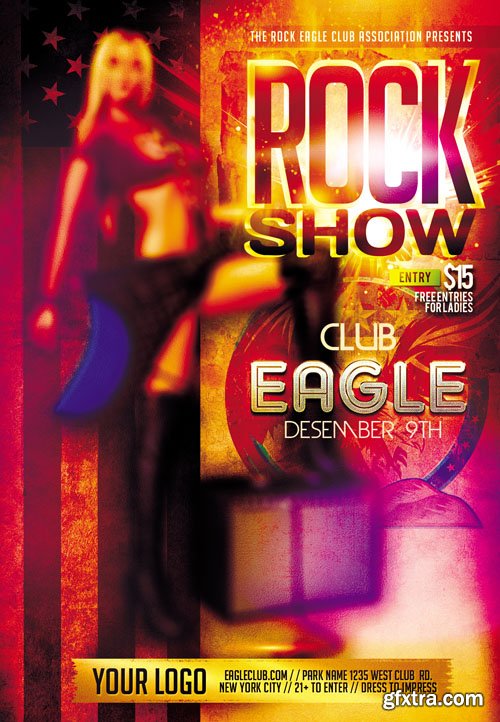 Rock Show - Club flyer PSD Template