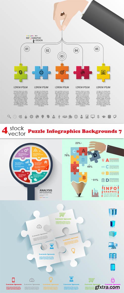 Vectors - Puzzle Infographics Backgrounds 7