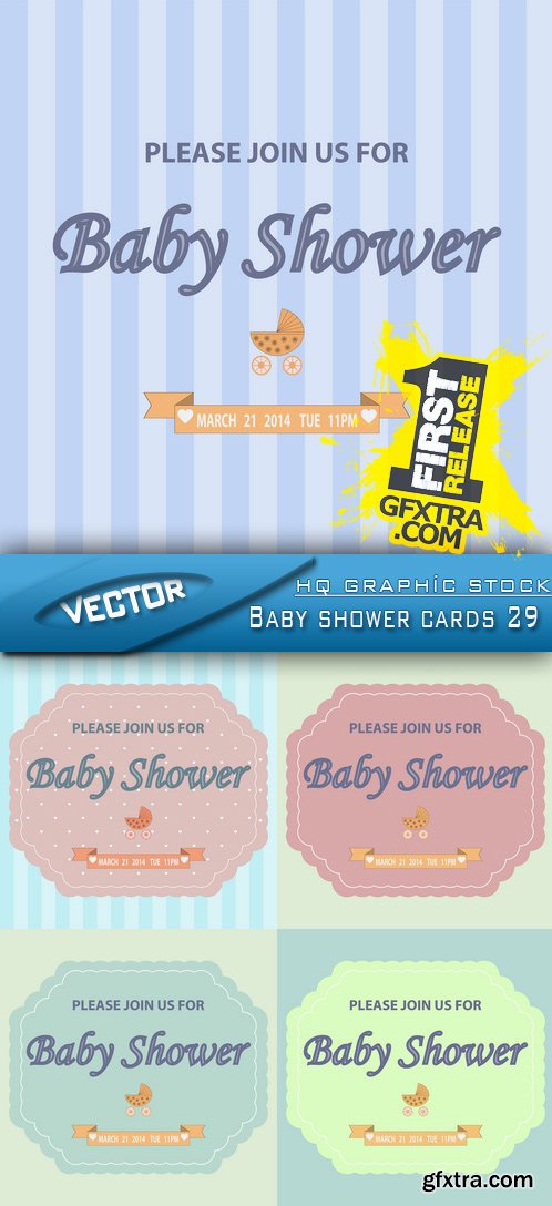 Stock Vector - Baby shower cards 29