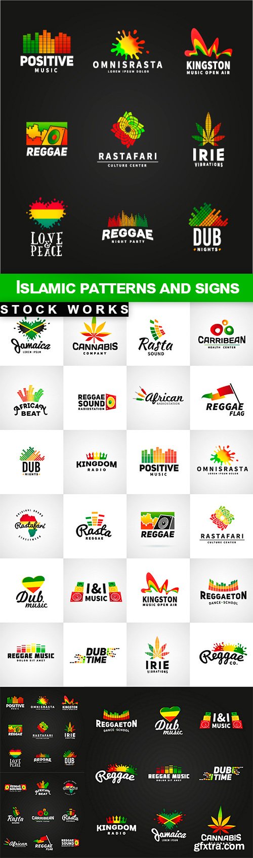 Jamaica reggae dance music vector template - 9 EPS