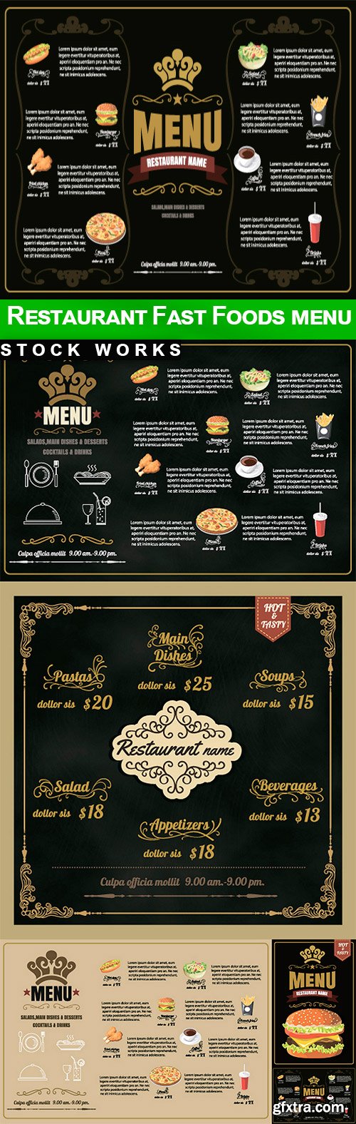 Restaurant Fast Foods menu - 5 EPS