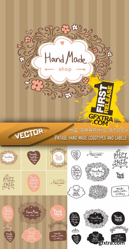 Stock Vector - Vintage hand made logotypes and labels