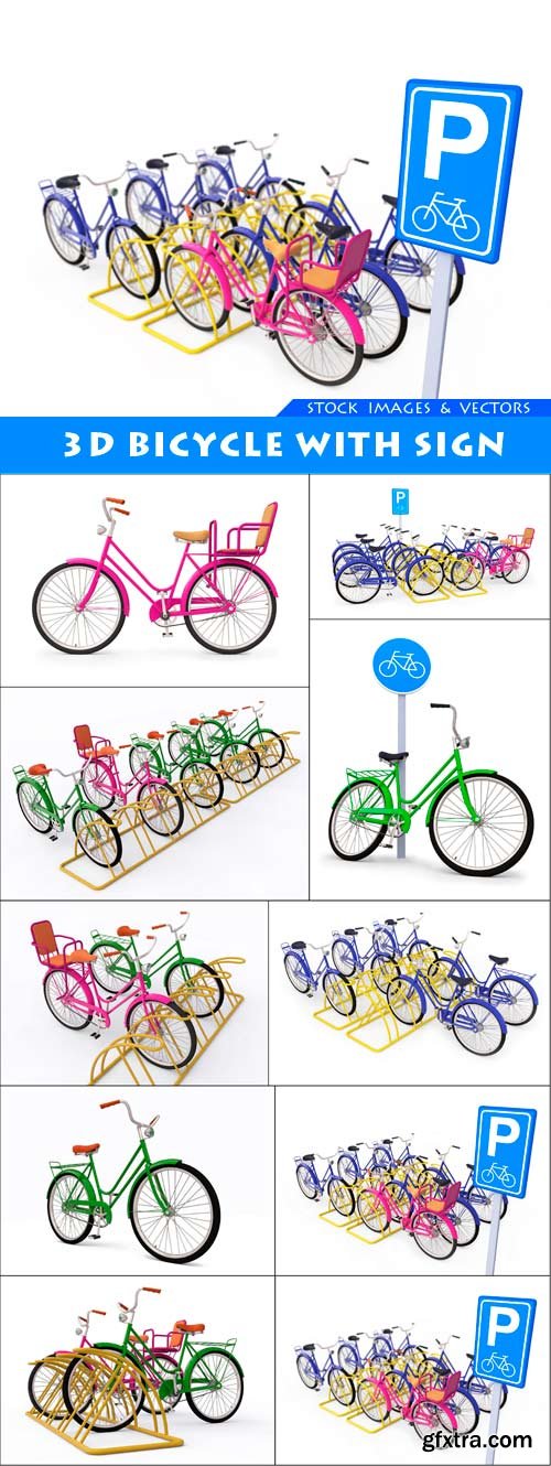 3D bicycle with sign 10X JPEG