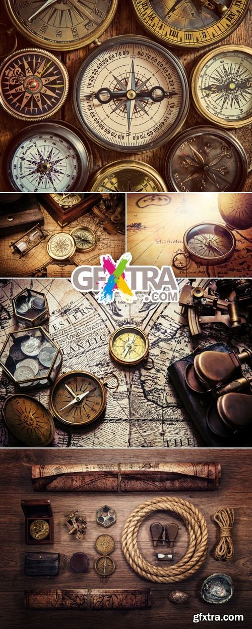 Stock Photo - Vintage Backgrounds with Compass 2