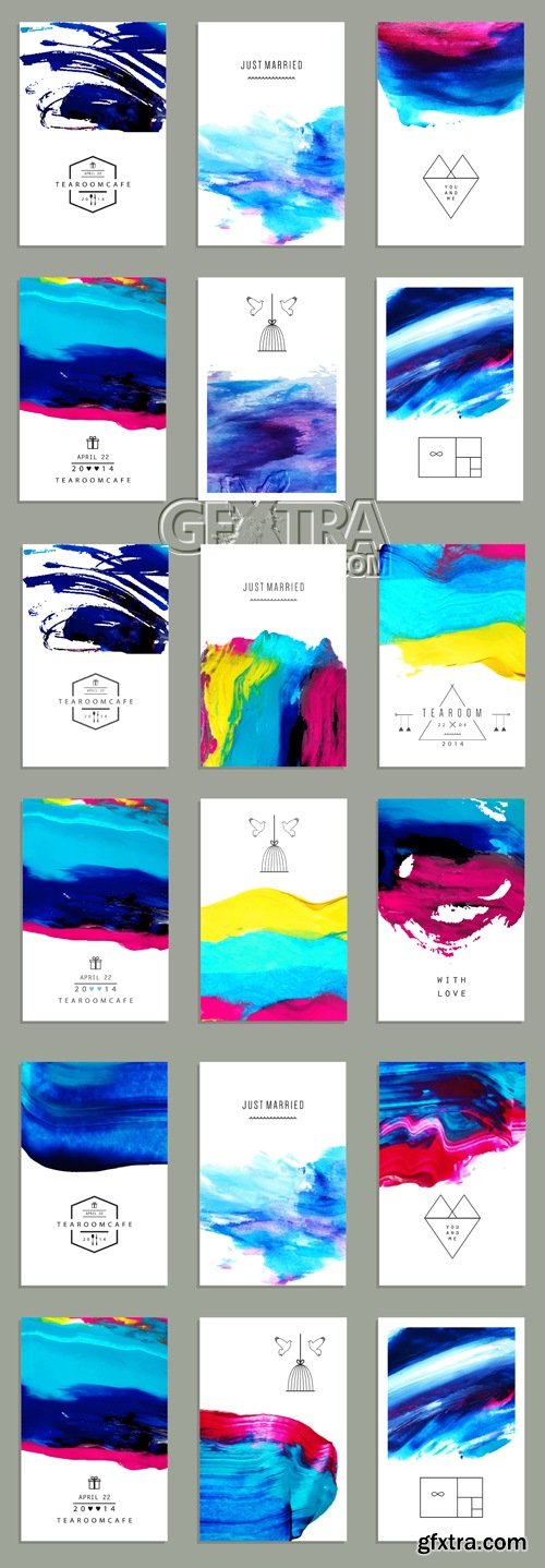 Watercolor Abstract Cards Vector