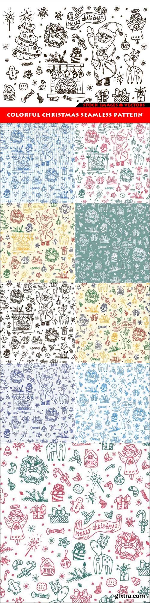 Colorful Christmas seamless pattern 10x EPS