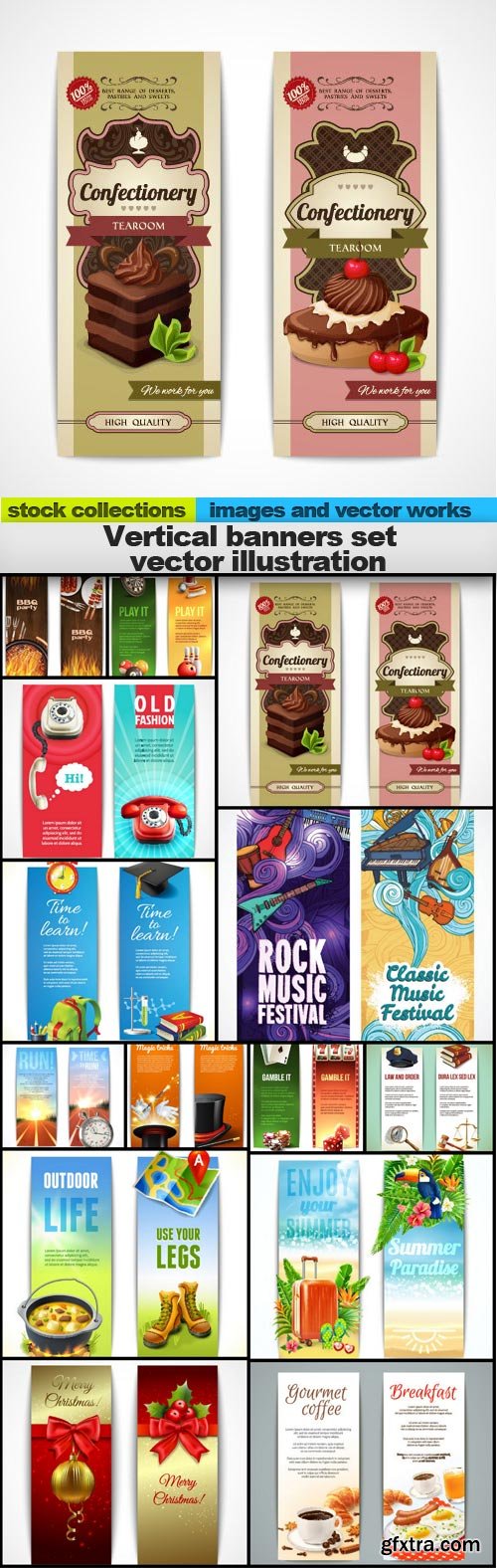 Vertical banners set  vector illustration, , 15 x EPS