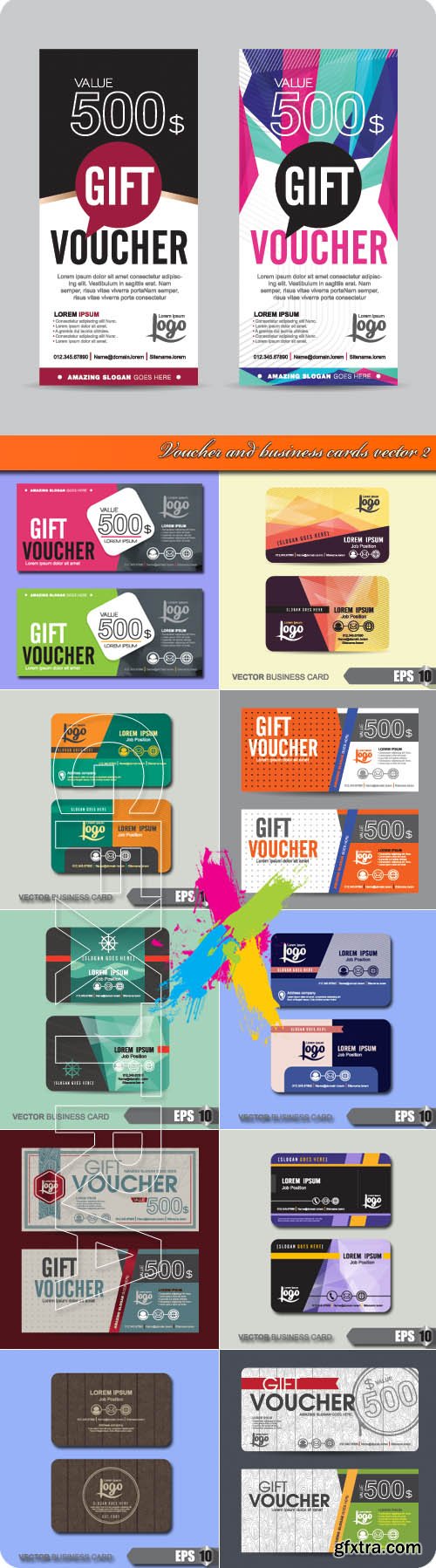 Voucher and business cards vector 2