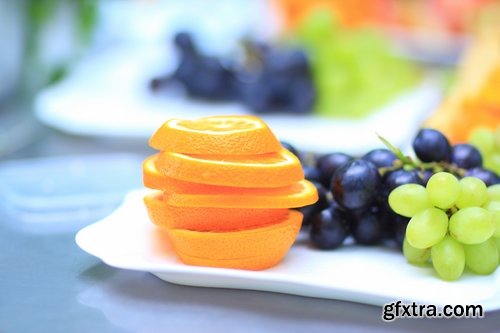 Collection set fruit juice vegetable fresh fruit salad grapes orange berry 25 HQ Jpeg