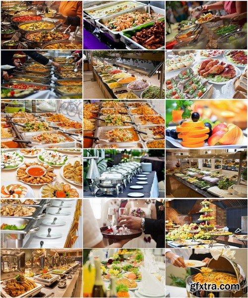 Collection buffet banquet set meal a selection of dishes with food 25 HQ Jpeg