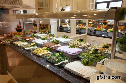 Collection buffet banquet set meal a selection of dishes with food 25 HQ Jpeg