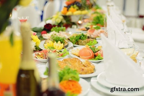 Collection buffet banquet set meal a selection of dishes with food 25 HQ Jpeg