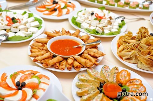 Collection buffet banquet set meal a selection of dishes with food 25 HQ Jpeg