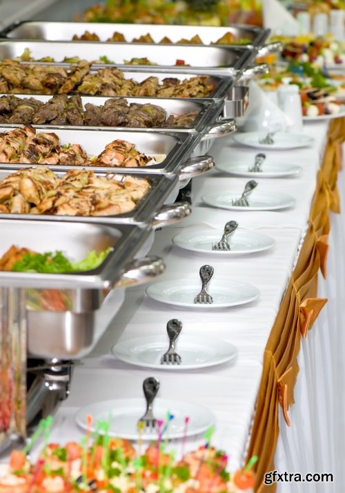 Collection buffet banquet set meal a selection of dishes with food 25 HQ Jpeg