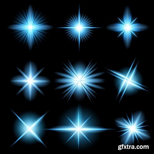 Stock Vectors - Vector set of glow light effect stars bursts with sparkles 2, 38xEPS