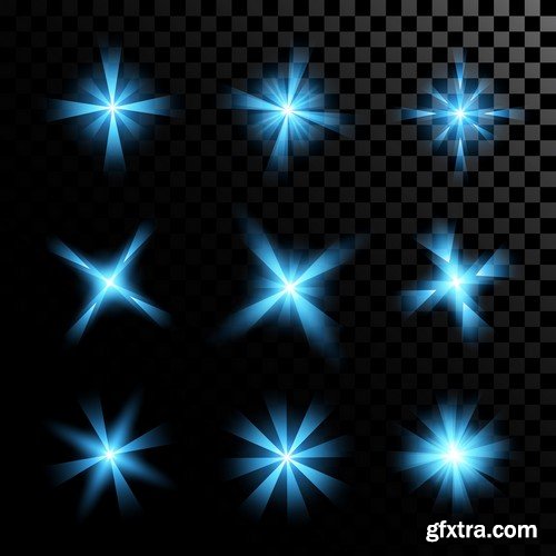 Stock Vectors - Vector set of glow light effect stars bursts with sparkles 2, 38xEPS