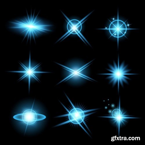 Stock Vectors - Vector set of glow light effect stars bursts with sparkles 2, 38xEPS