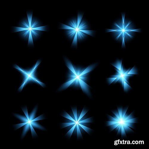 Stock Vectors - Vector set of glow light effect stars bursts with sparkles 2, 38xEPS