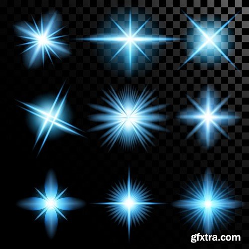 Stock Vectors - Vector set of glow light effect stars bursts with sparkles 2, 38xEPS