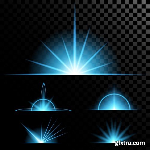 Stock Vectors - Vector set of glow light effect stars bursts with sparkles 2, 38xEPS