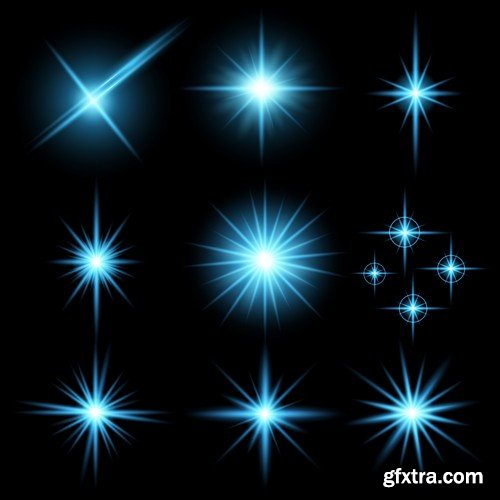 Stock Vectors - Vector set of glow light effect stars bursts with sparkles 2, 38xEPS