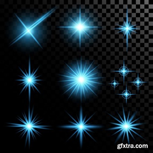 Stock Vectors - Vector set of glow light effect stars bursts with sparkles 2, 38xEPS