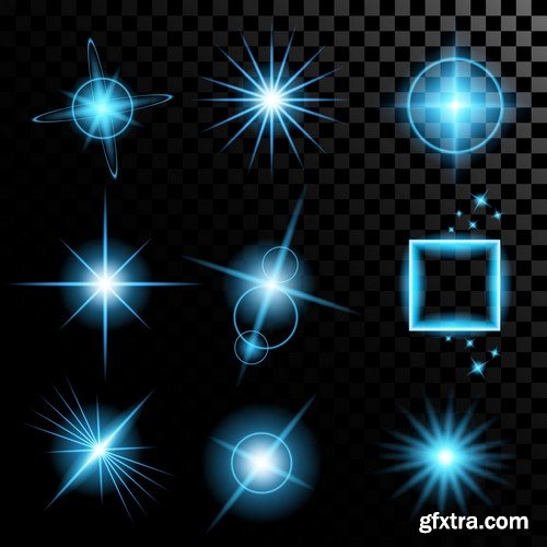 Stock Vectors - Vector set of glow light effect stars bursts with sparkles 2, 38xEPS