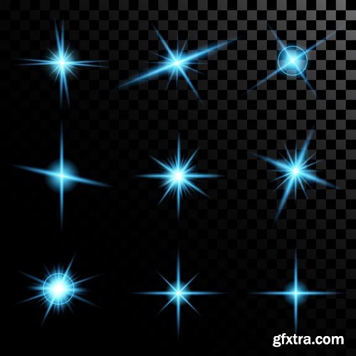 Stock Vectors - Vector set of glow light effect stars bursts with sparkles 2, 38xEPS