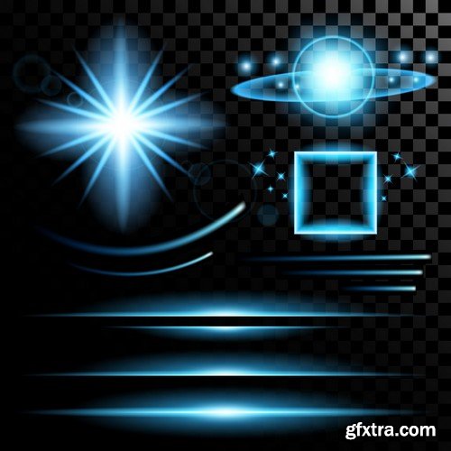 Stock Vectors - Vector set of glow light effect stars bursts with sparkles 2, 38xEPS