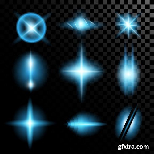 Stock Vectors - Vector set of glow light effect stars bursts with sparkles 2, 38xEPS